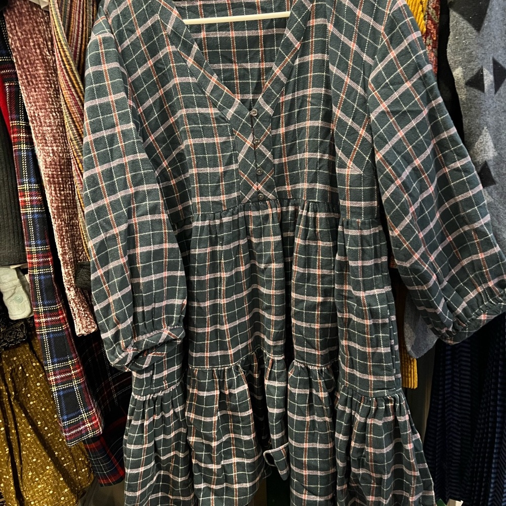 Madewell Plaid Dress with V-Neck
